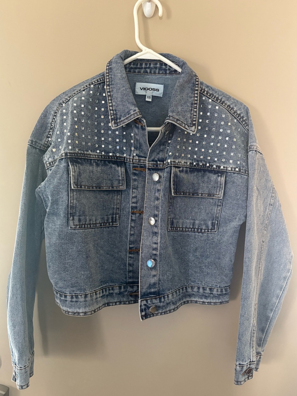 Vigoss Blue Studded Denim Jacket